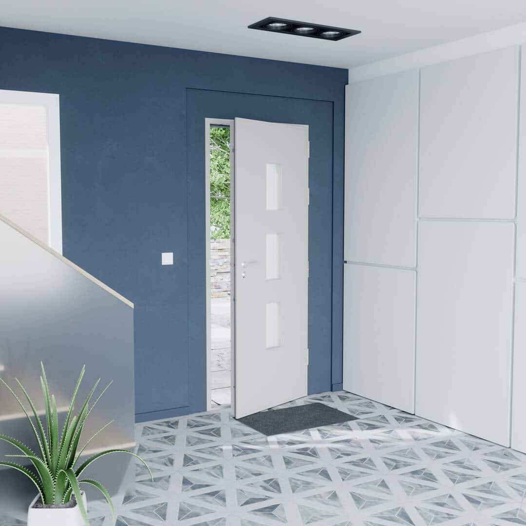 Porte blindée pavillonnaire avec vitrage décoratif
